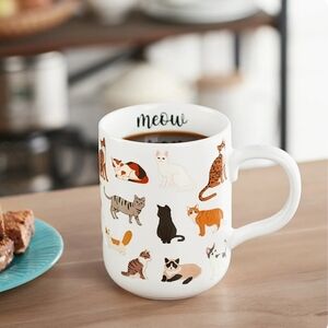 MAINSTAYS White Stoneware Cat Mug 16.06oz